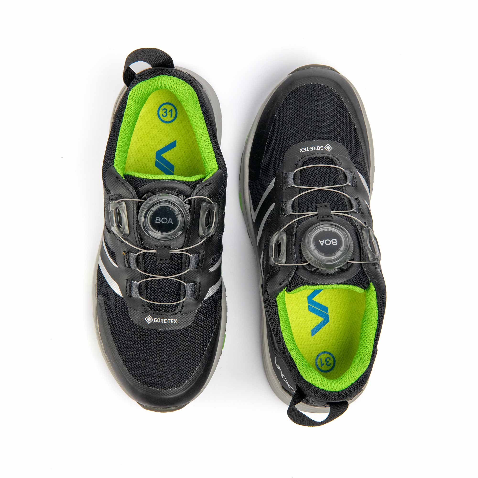 VADO Kids Sneaker Komfort FREE Lo BOA Gore-Tex schwarz Draufsicht