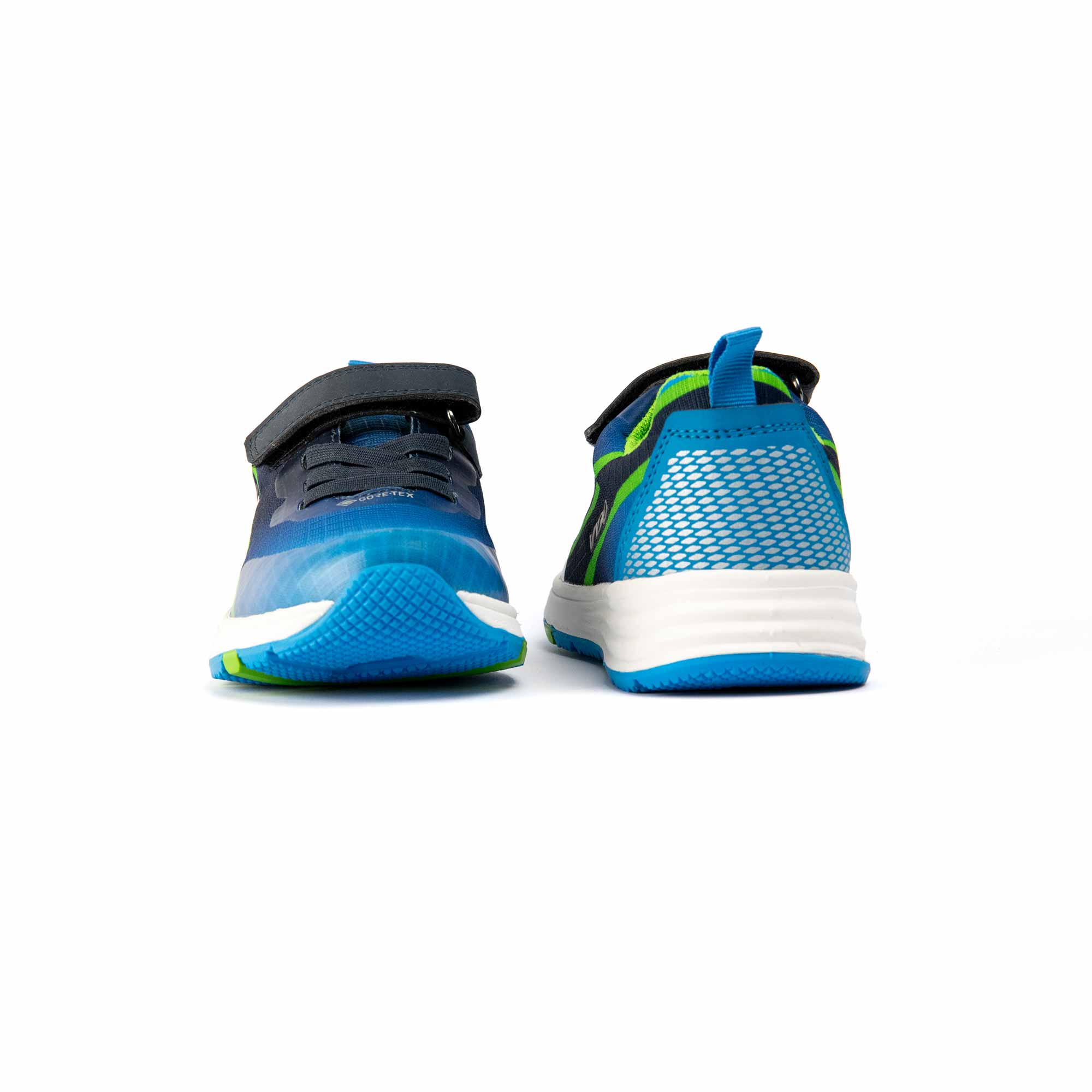 VADO Kindergarten Schuh Junge EVO Lo Elastic Gore-Tex blau Vorder-/ Rückansicht