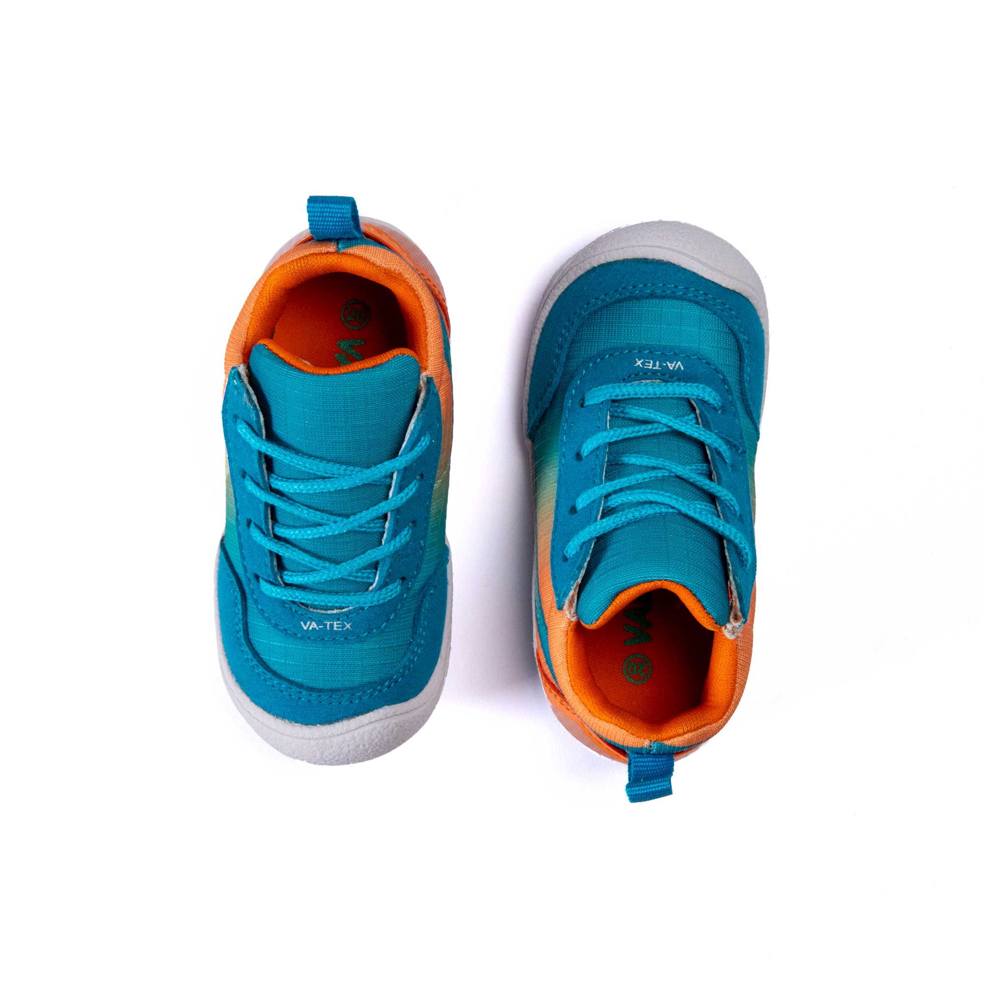 VADO Lauflernschuh Premium FLAKE Lace Vatex blau orange Draufsicht