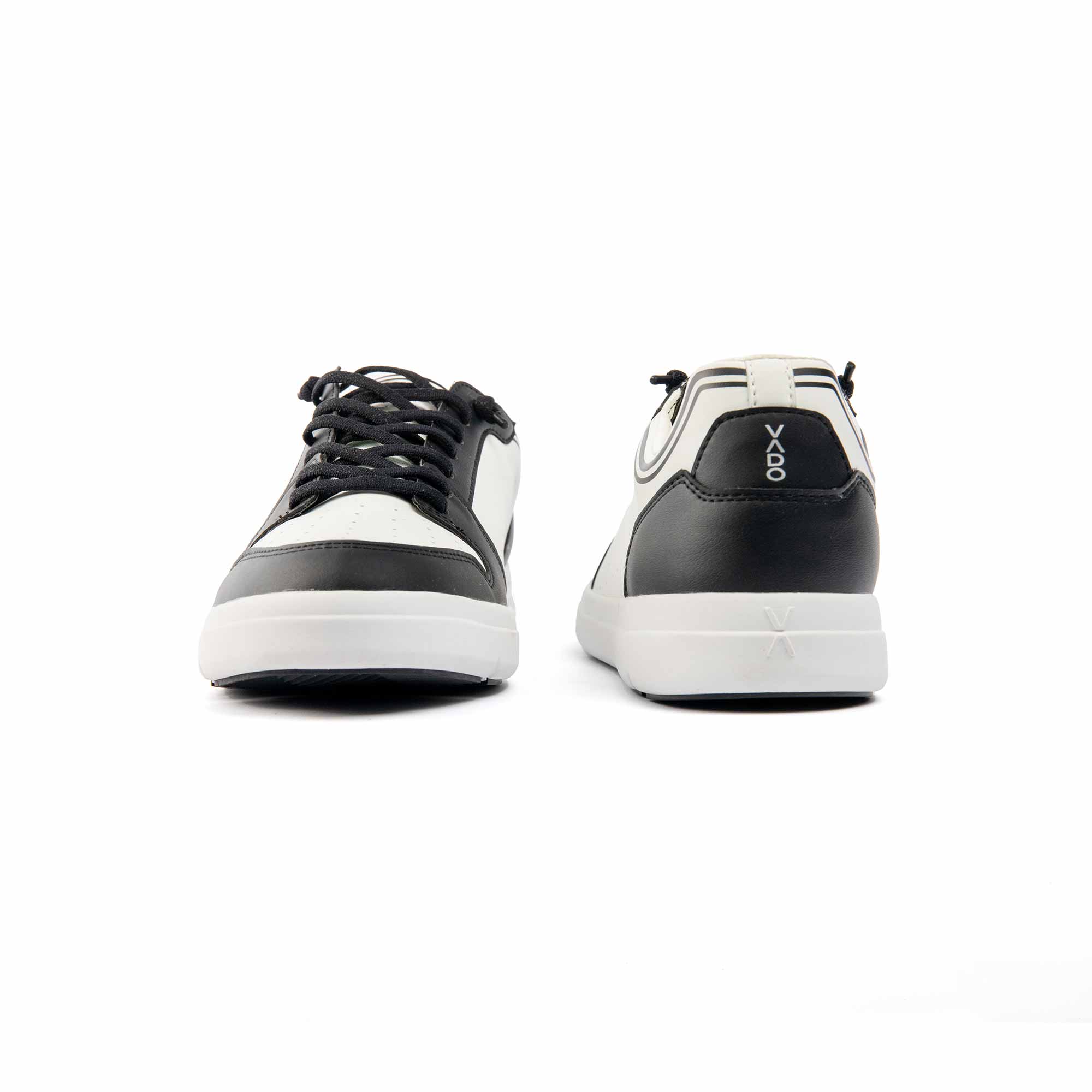 Sneaker COURT V Black Offwhite Herren Komfort by VADO - Vorder-/ Rückansicht