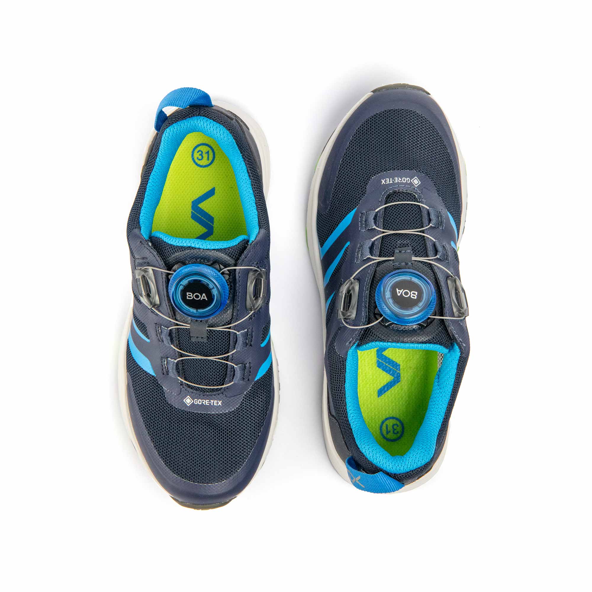 VADO Kids Sneaker Komfort FREE Lo BOA Gore-Tex schwarz blau Draufsicht
