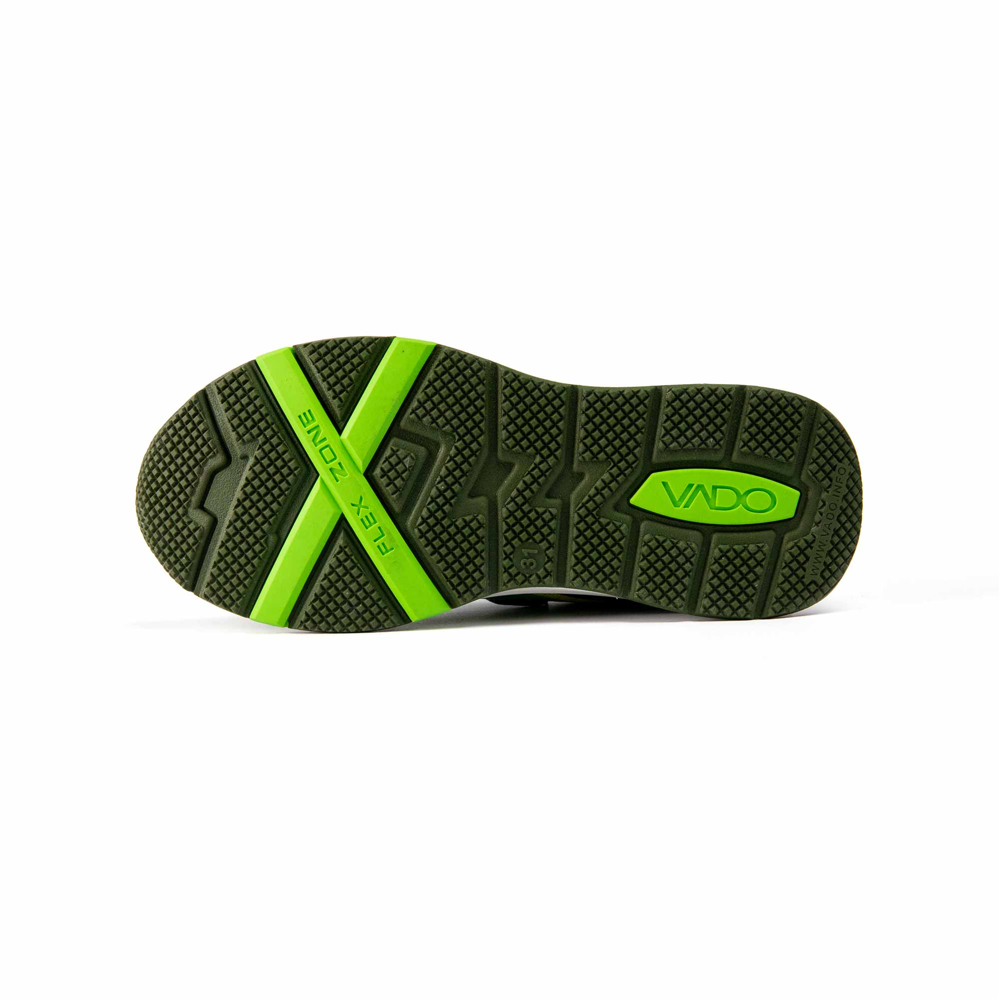 VADO Kindergarten Sneaker EVO Lo Elastic Gore-Tex Grün Schuhsohle