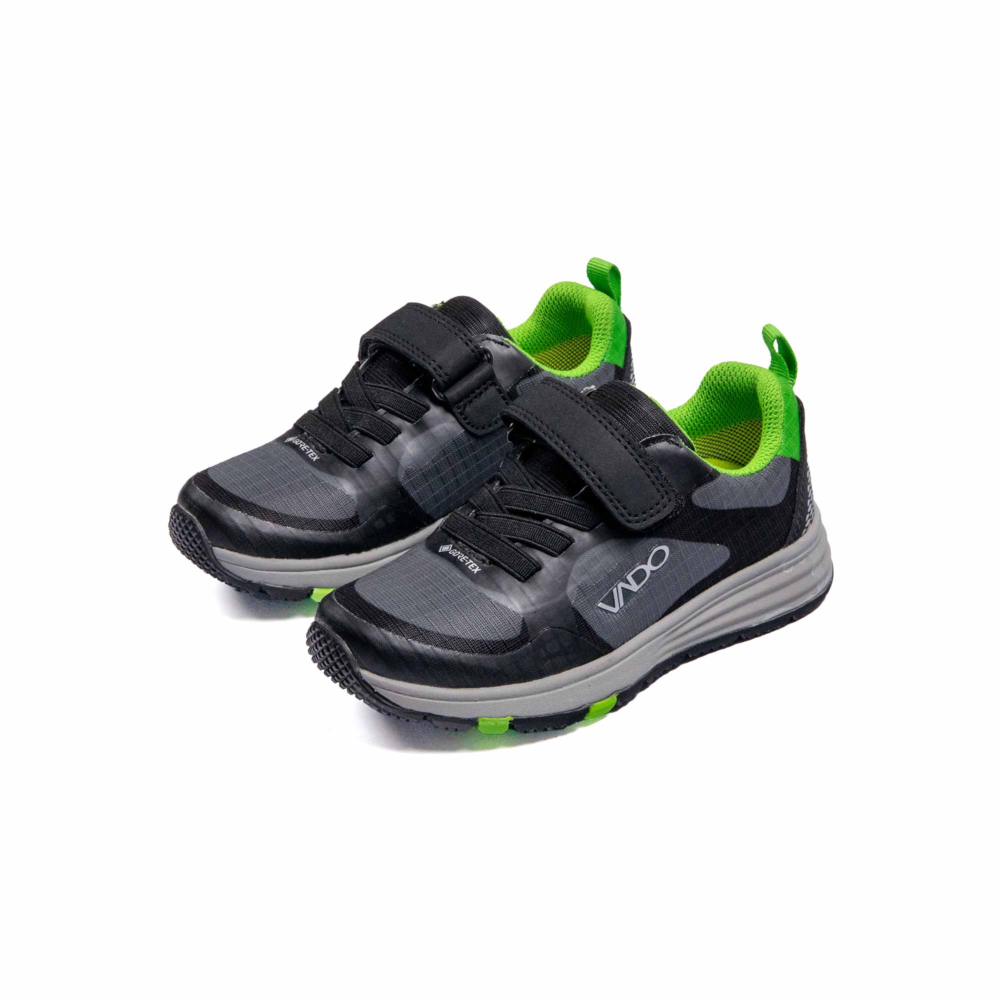 VADO Kinderschuh Sneaker schwarz SMILEY Lo Elastic GTX 45-Grad-Ansicht