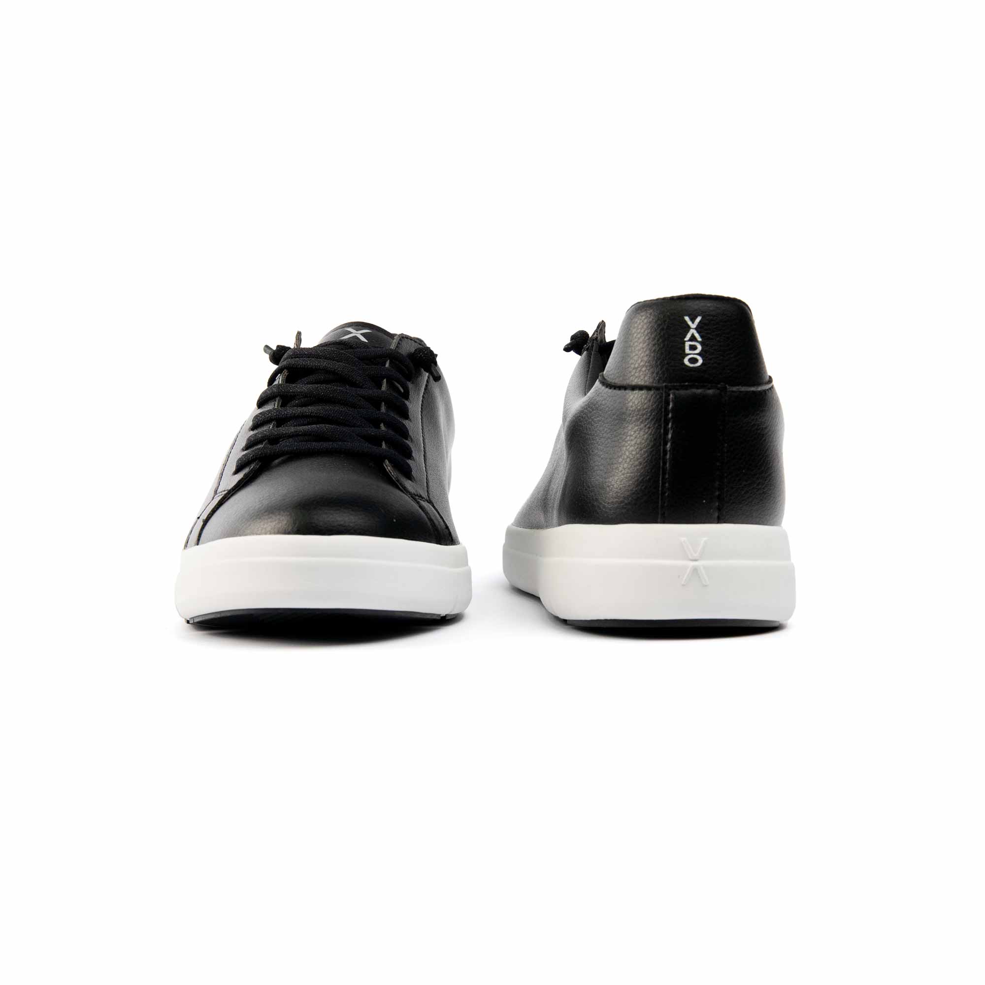VADO Premium Herren Sneaker schwarz COURT IV Vorder-/ Rückansicht