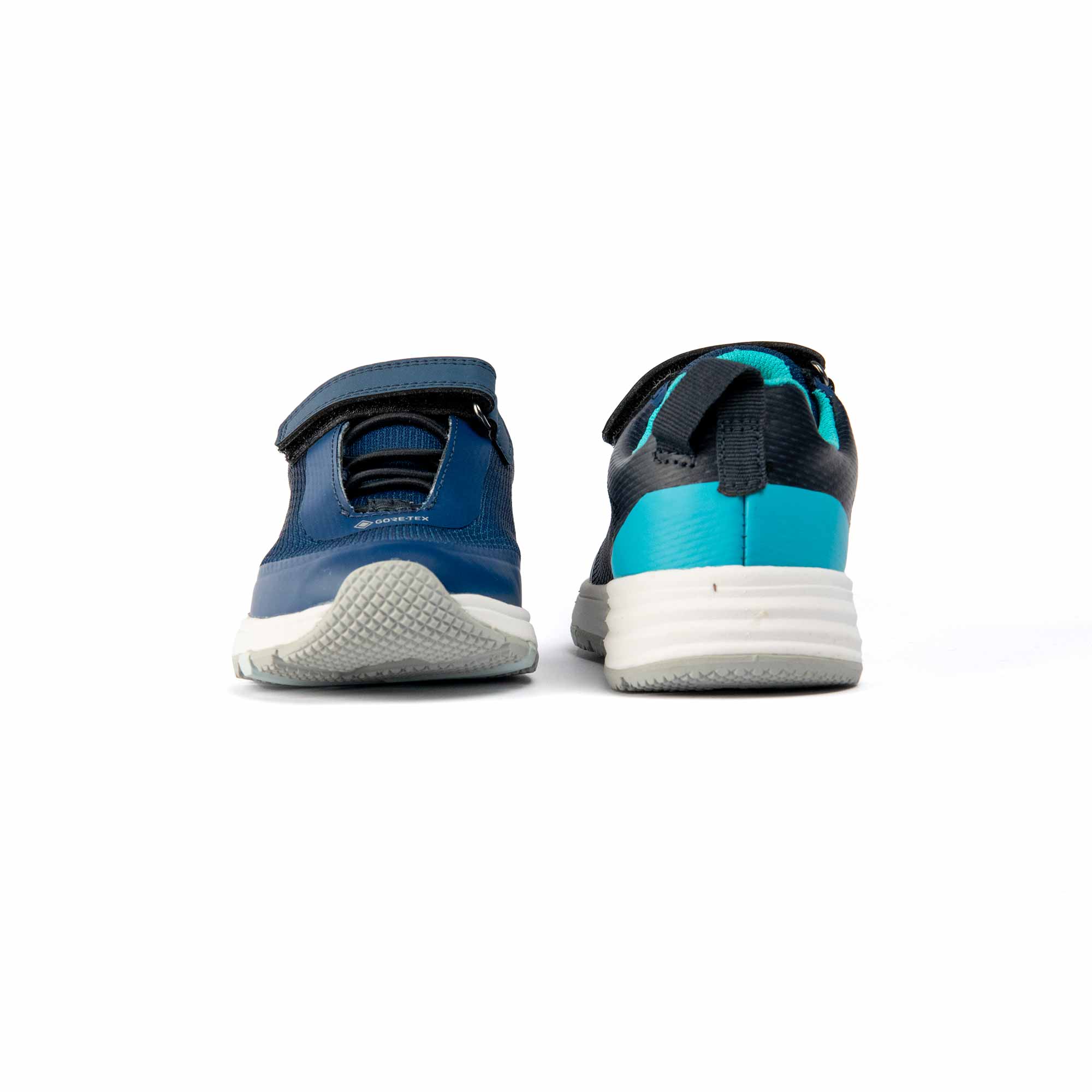 VADO Premium Kindersneaker SPLASHY Lo Elastic Gore-Tex dunkelblau Vorder-/ Rückansicht